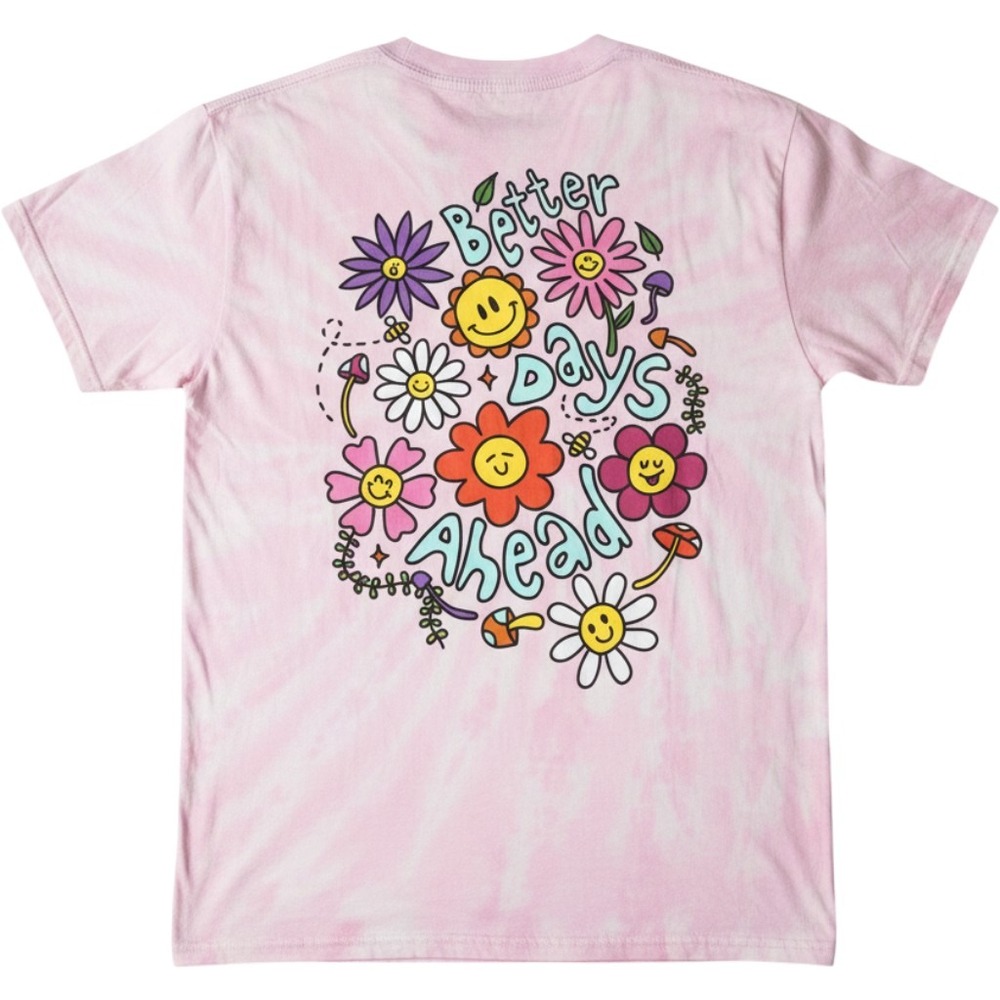 A-Lab Better Days Ahead Pink Tie Dye Graphic T-Shirt Mens Medium Smiley Flower